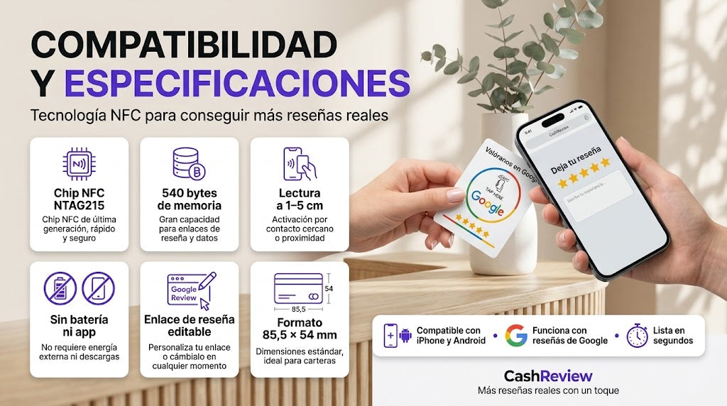 Tarjetas NFC con soporte para Reseñas Google